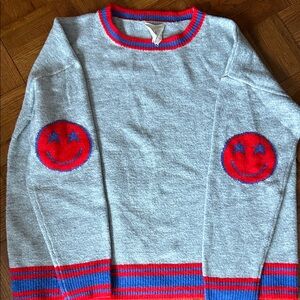 Fantastic Fawn Gray and Red Smiley Face Women's Sweater